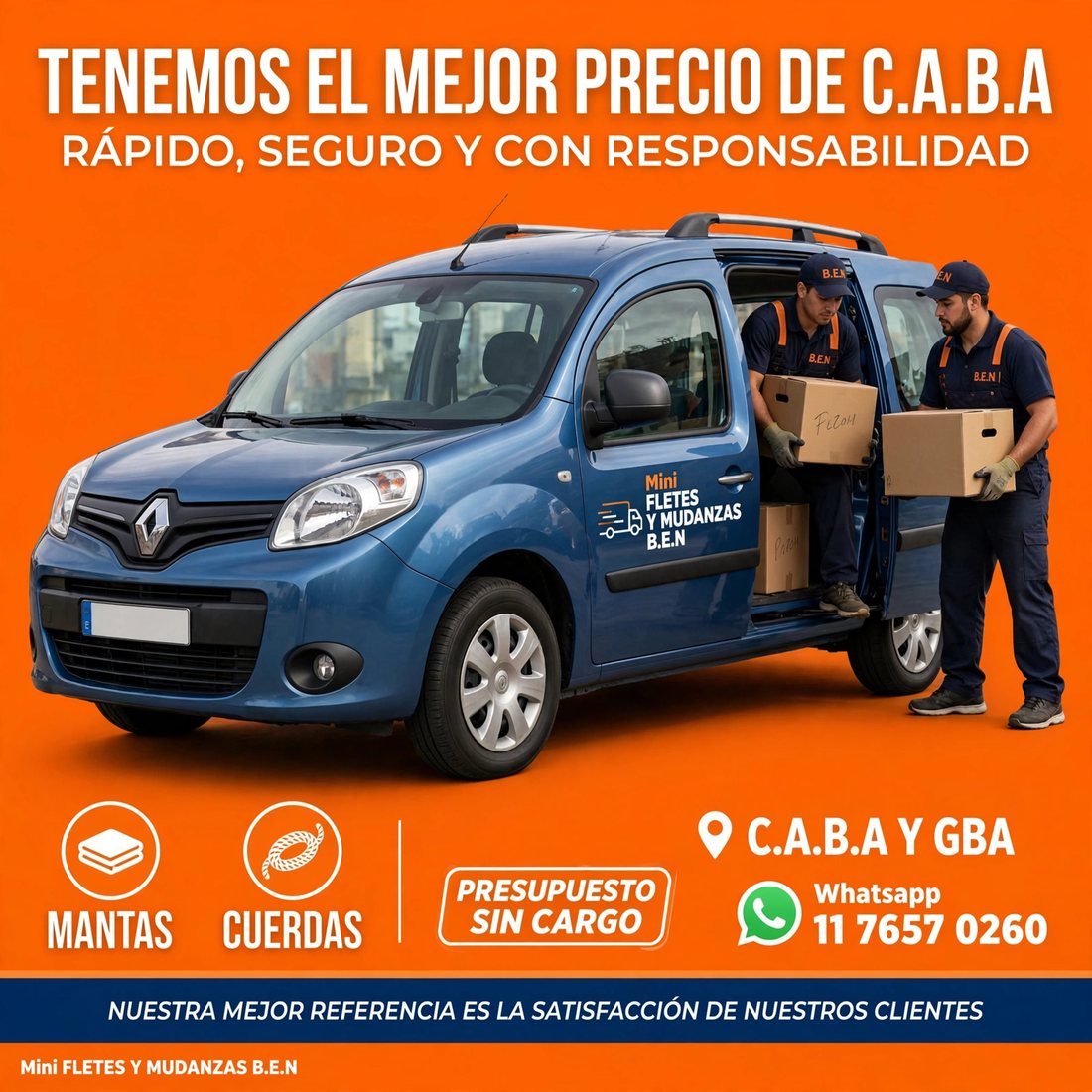 Equipo B.E.N cargando cajas en la camioneta